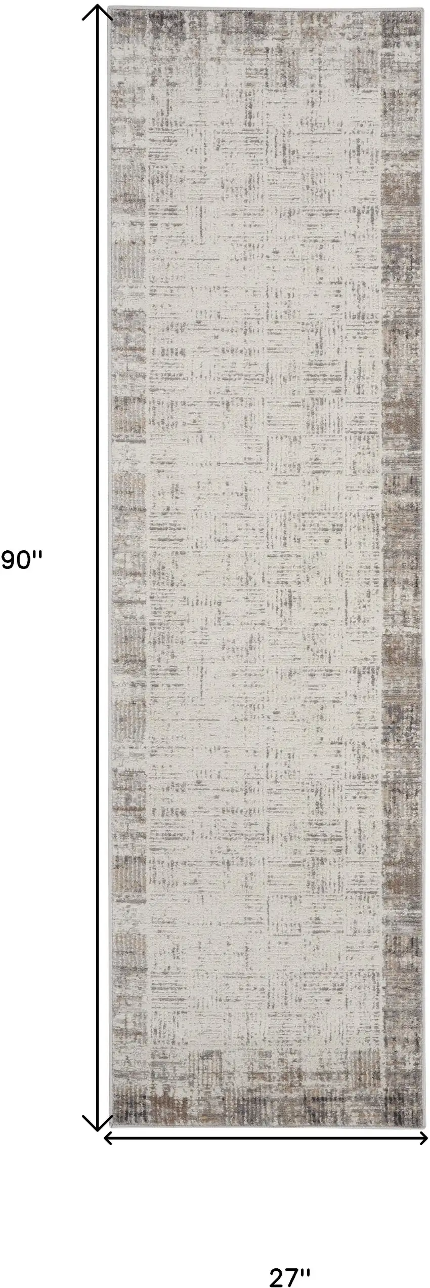 8' Ivory and Gray Abstract Runner Rug Photo 3