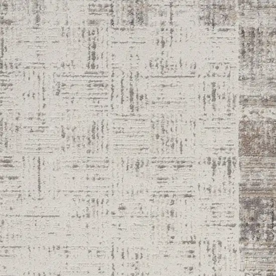 8' Ivory and Gray Abstract Runner Rug Photo 8