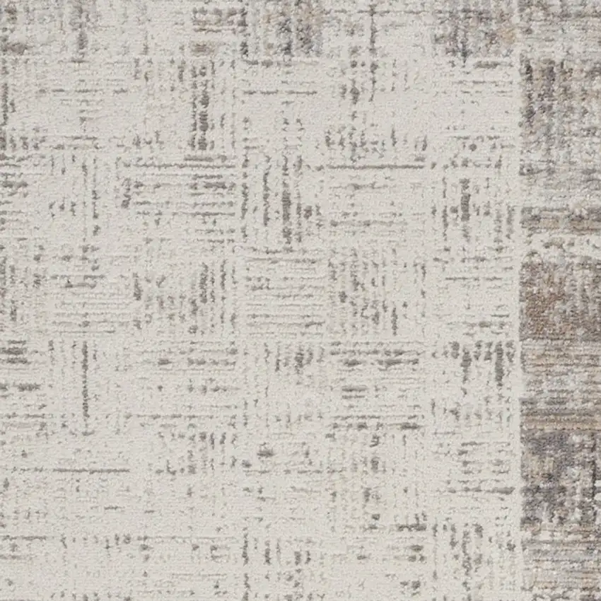 8' Ivory and Gray Abstract Runner Rug Photo 8