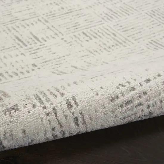 8' Ivory and Gray Abstract Runner Rug Photo 7