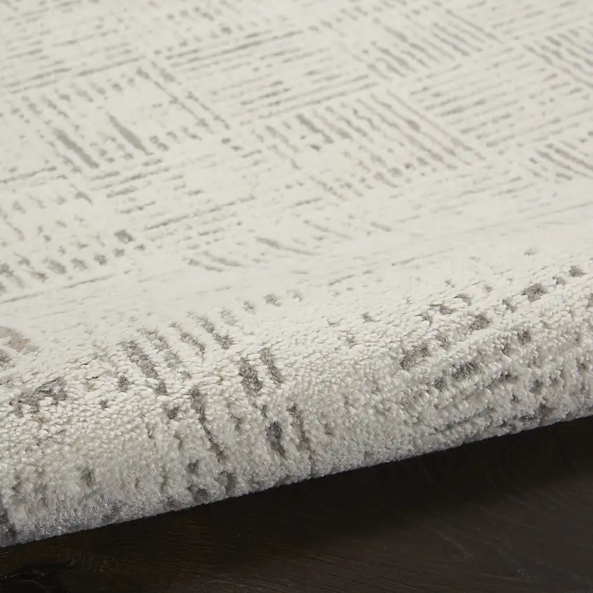 8' Ivory and Gray Abstract Runner Rug Photo 7