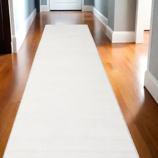 10' Ivory and Gray Abstract Washable Runner Rug Photo 1