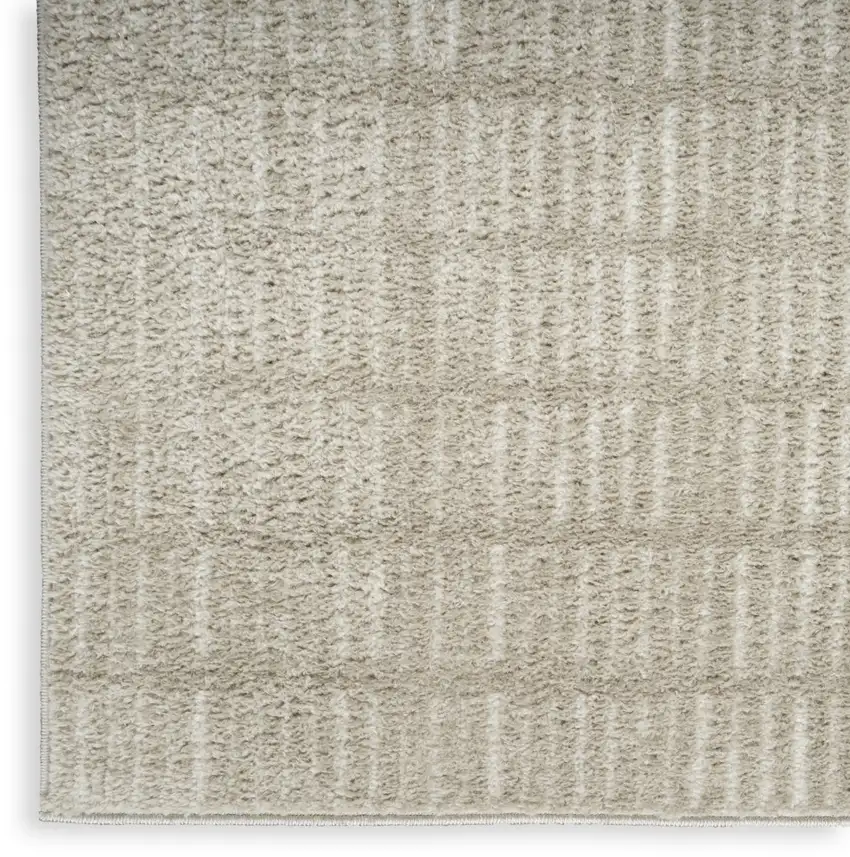 10' Ivory and Gray Geometric Runner Rug Photo 5