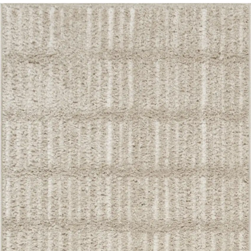 10' Ivory and Gray Geometric Runner Rug Photo 6