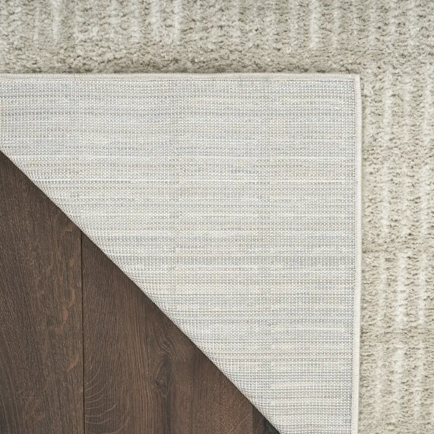 10' Ivory and Gray Geometric Runner Rug Photo 9