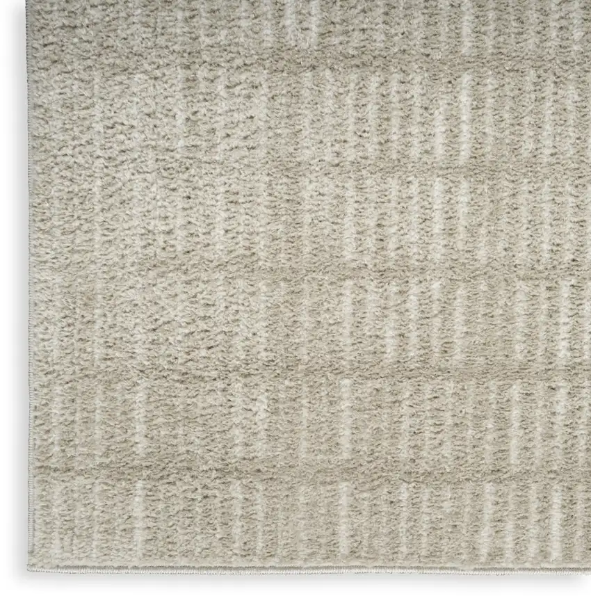 10' Ivory and Gray Geometric Runner Rug Photo 8