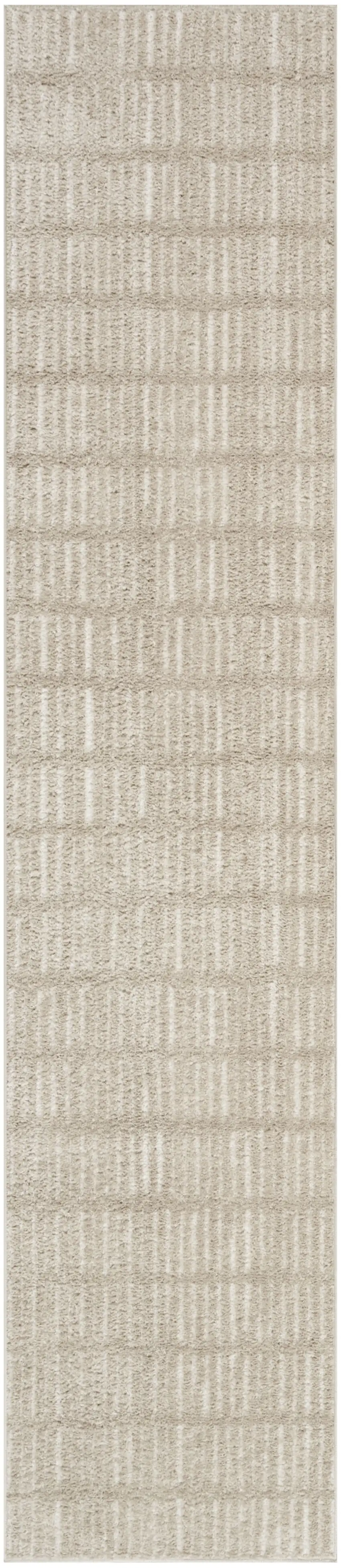 10' Ivory and Gray Geometric Runner Rug Photo 2