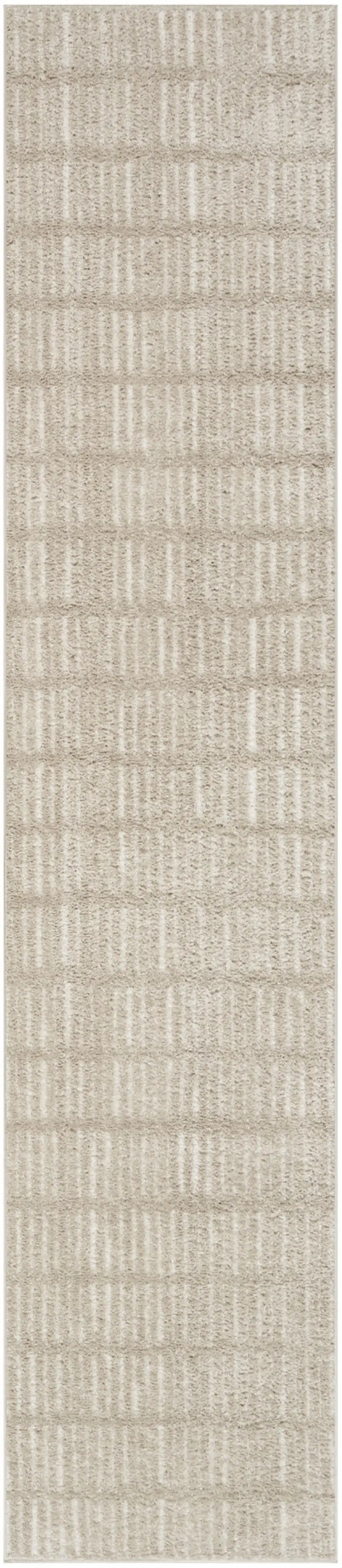 10' Ivory and Gray Geometric Runner Rug Photo 1