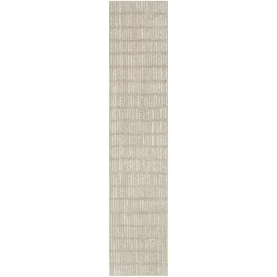 10' Ivory and Gray Geometric Runner Rug Photo 1