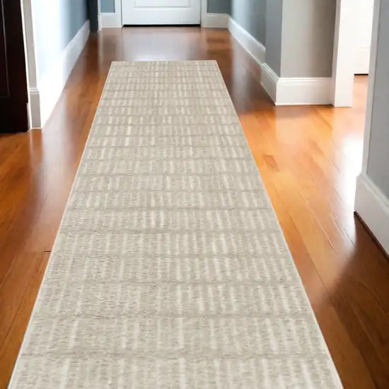 10' Ivory and Gray Geometric Runner Rug Photo 1