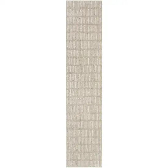10' Ivory and Gray Geometric Runner Rug Photo 4