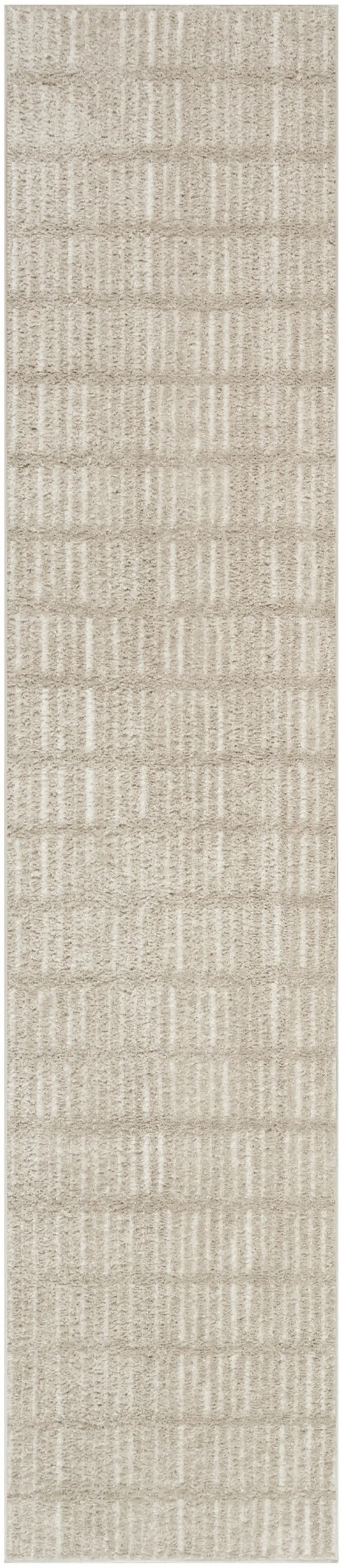 10' Ivory and Gray Geometric Runner Rug Photo 4