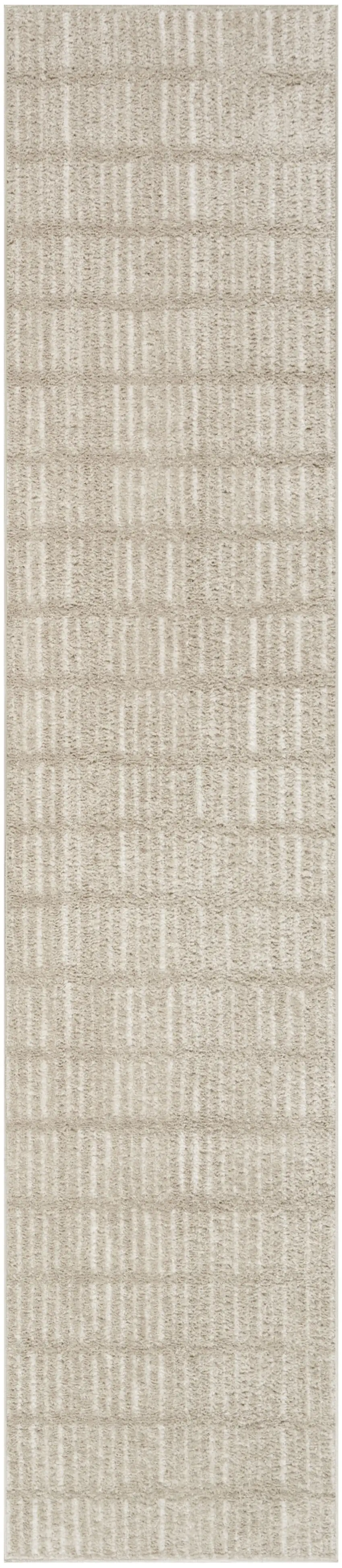 10' Ivory and Gray Geometric Runner Rug Photo 4