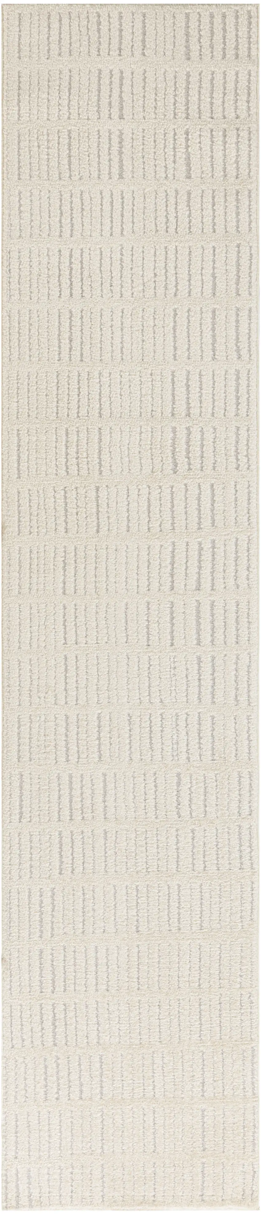 10' Ivory and Gray Geometric Runner Rug Photo 2
