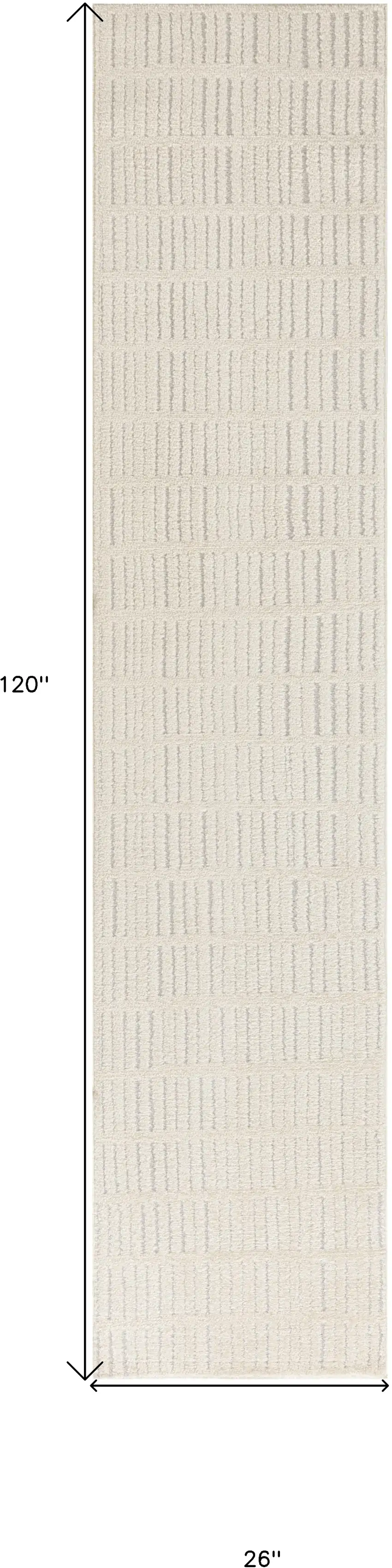 10' Ivory and Gray Geometric Runner Rug Photo 3
