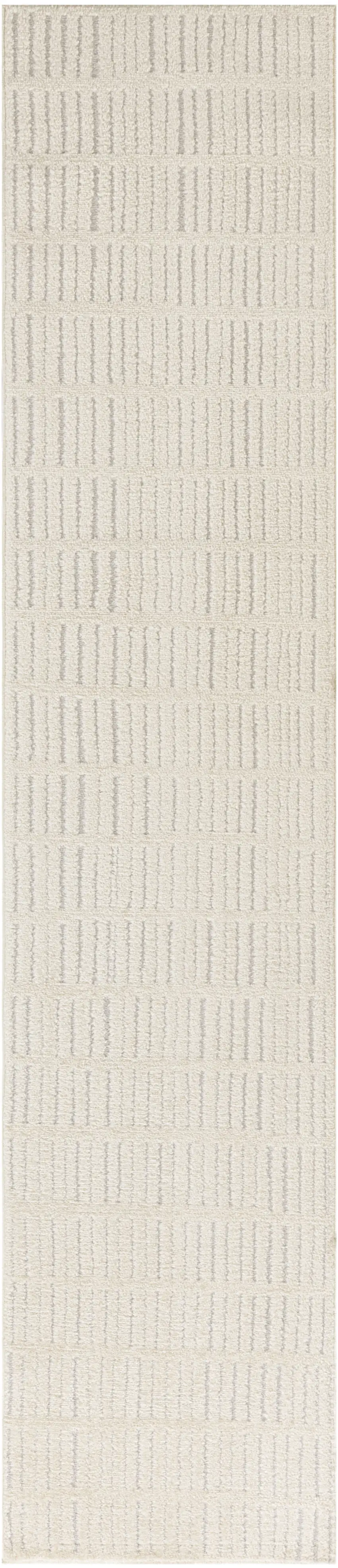 10' Ivory and Gray Geometric Runner Rug Photo 4