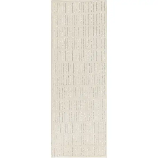 6' Ivory and Gray Geometric Runner Rug Photo 1