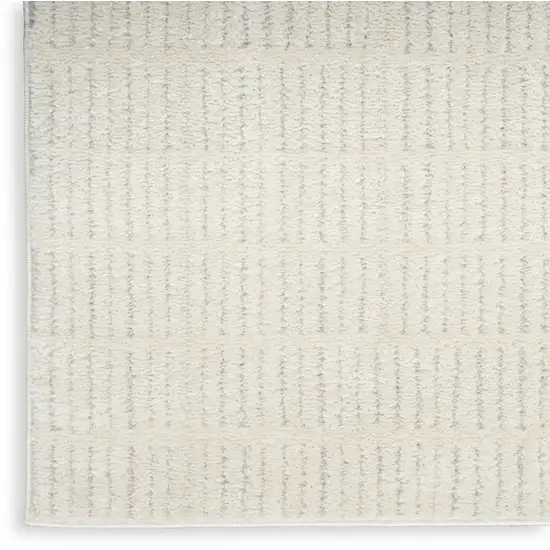 6' Ivory and Gray Geometric Runner Rug Photo 5