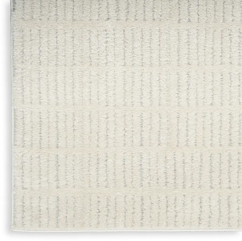 6' Ivory and Gray Geometric Runner Rug Photo 5