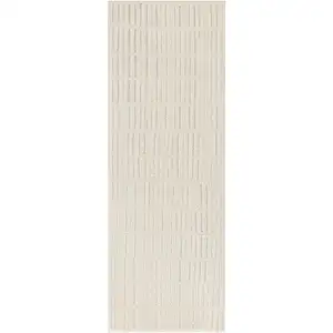 Photo of 6' Ivory and Gray Geometric Runner Rug