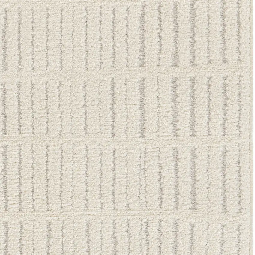 6' Ivory and Gray Geometric Runner Rug Photo 7