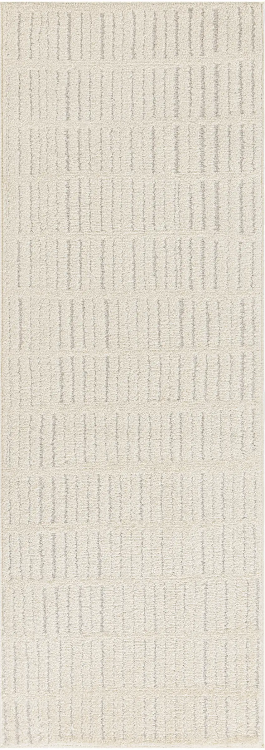 6' Ivory and Gray Geometric Runner Rug Photo 2