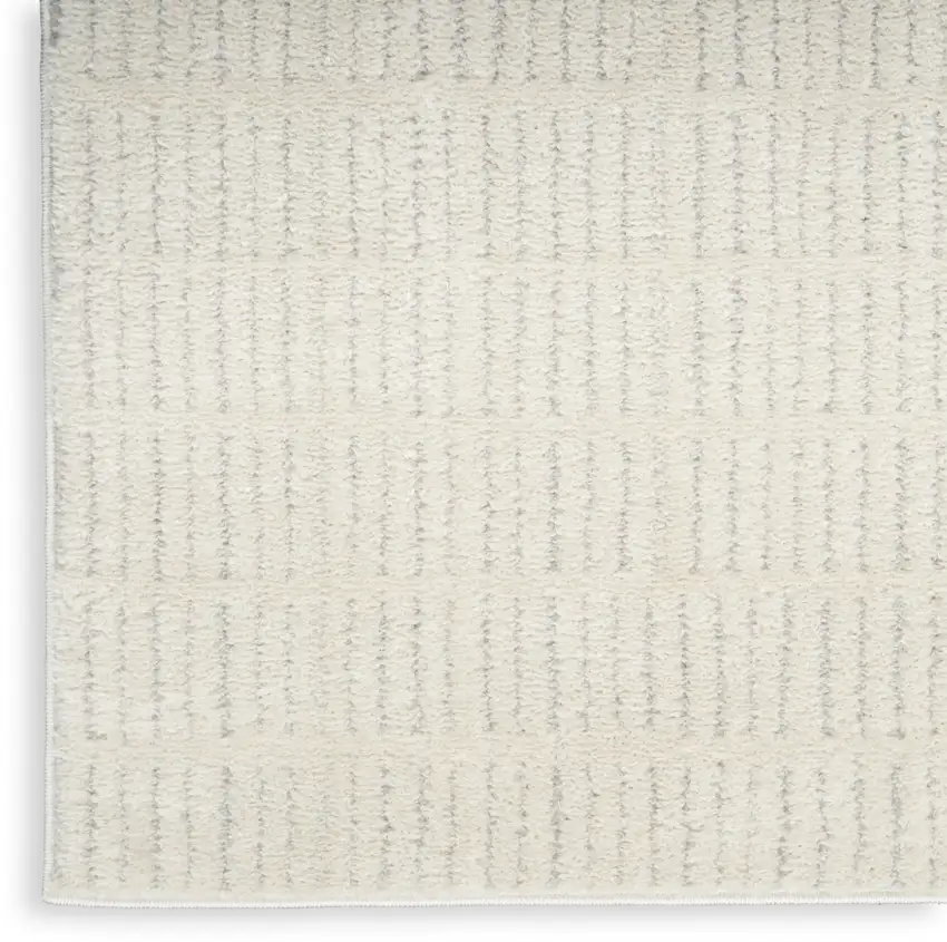 6' Ivory and Gray Geometric Runner Rug Photo 6