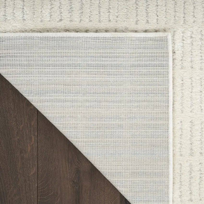 6' Ivory and Gray Geometric Runner Rug Photo 6