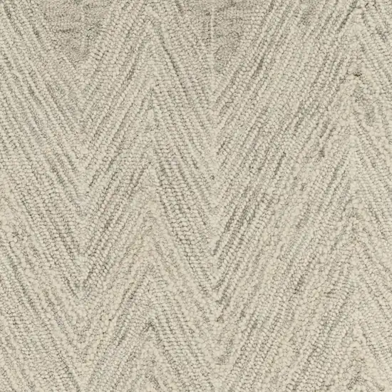 8' Ivory and Gray Wool Chevron Runner Rug Photo 3