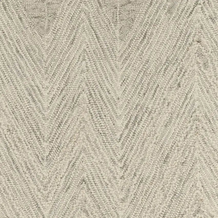 8' Ivory and Gray Wool Chevron Runner Rug Photo 3