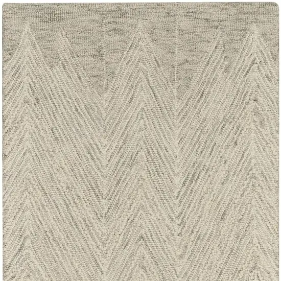 8' Ivory and Gray Wool Chevron Runner Rug Photo 4