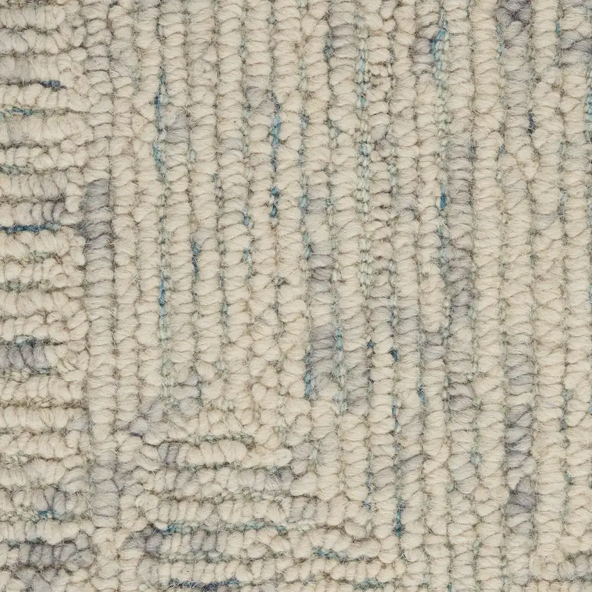 8' Ivory and Gray Wool Geometric Runner Rug Photo 8