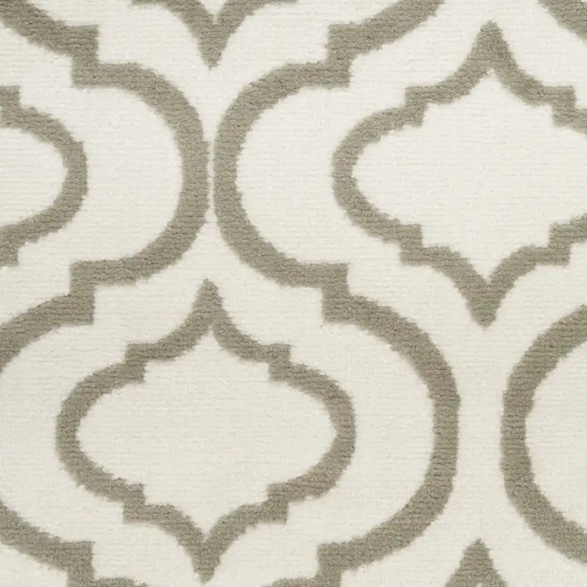 7' Ivory and Green Trellis Runner Rug Photo 5