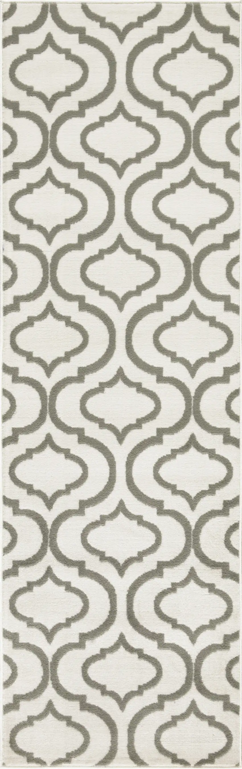 7' Ivory and Green Trellis Runner Rug Photo 2