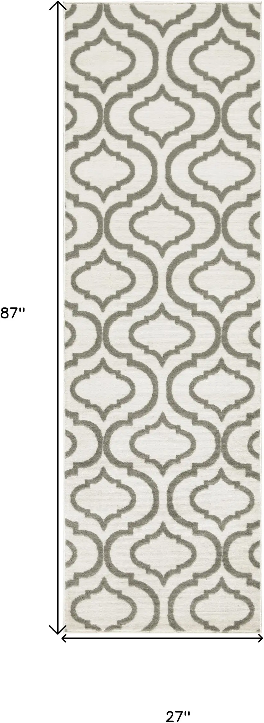 7' Ivory and Green Trellis Runner Rug Photo 3