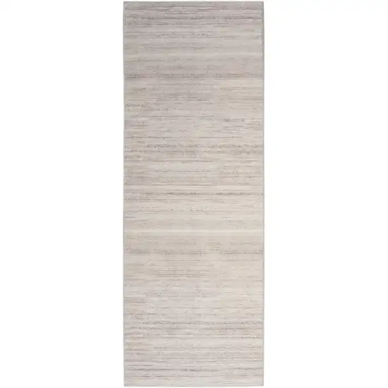 10' Ivory and Light Brown Abstract Washable Runner Rug Photo 1