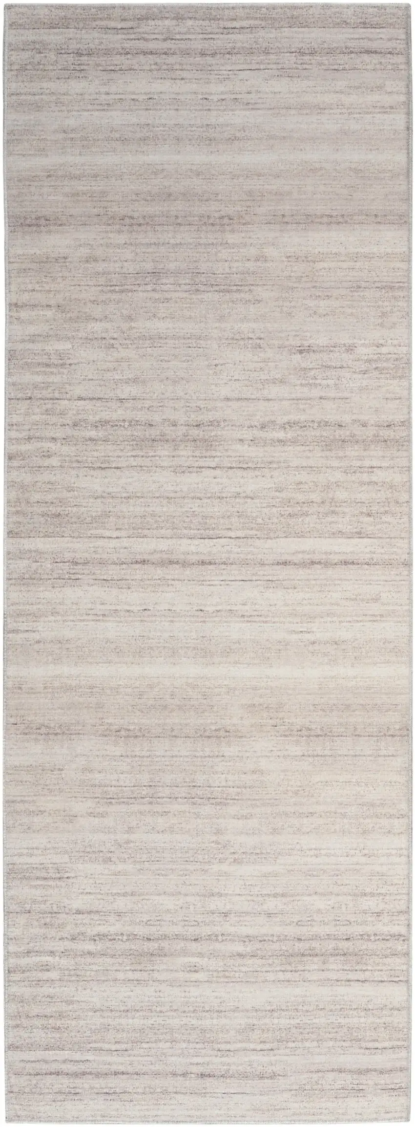 10' Ivory and Light Brown Abstract Washable Runner Rug Photo 1