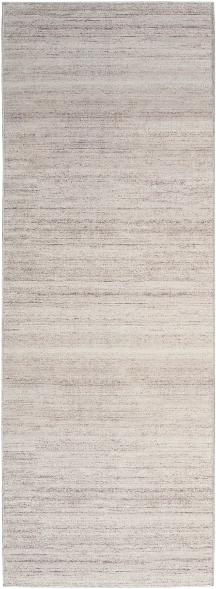 10' Ivory and Light Brown Abstract Washable Runner Rug Photo 2