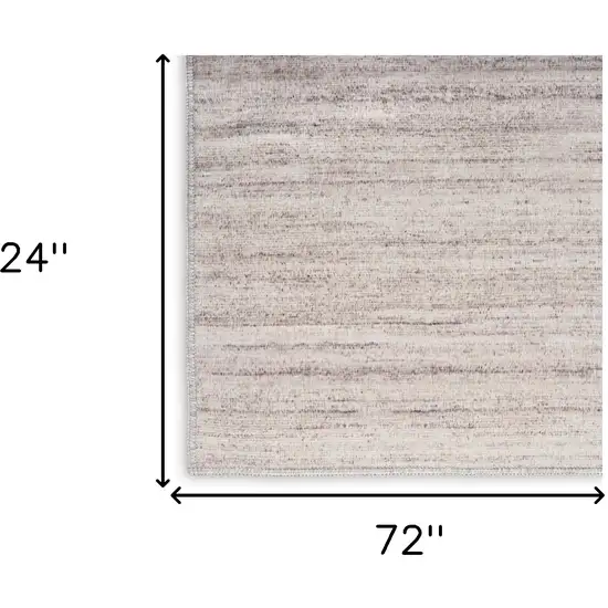 6' Ivory and Light Brown Abstract Washable Runner Rug Photo 8