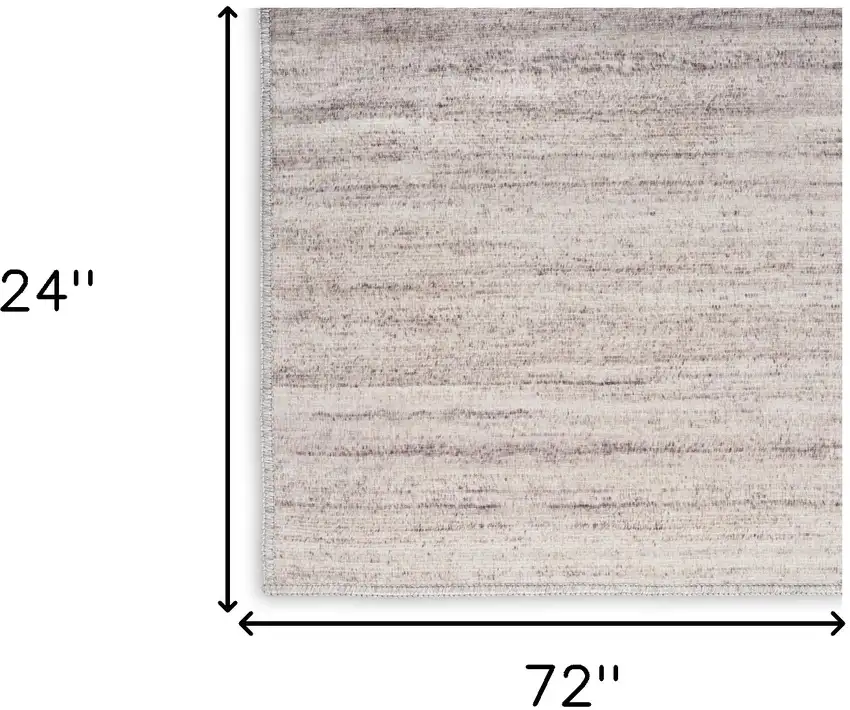 6' Ivory and Light Brown Abstract Washable Runner Rug Photo 8