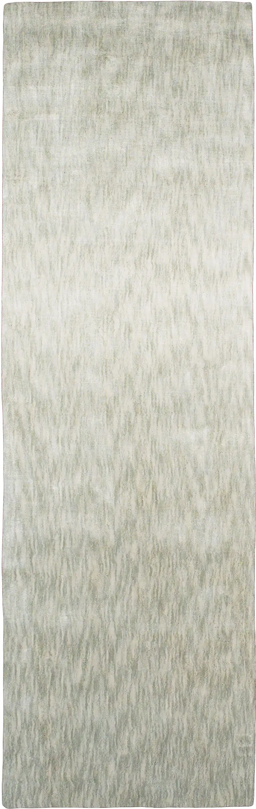 8' Ivory and Silver Chevron Hand Woven Runner Rug Photo 2