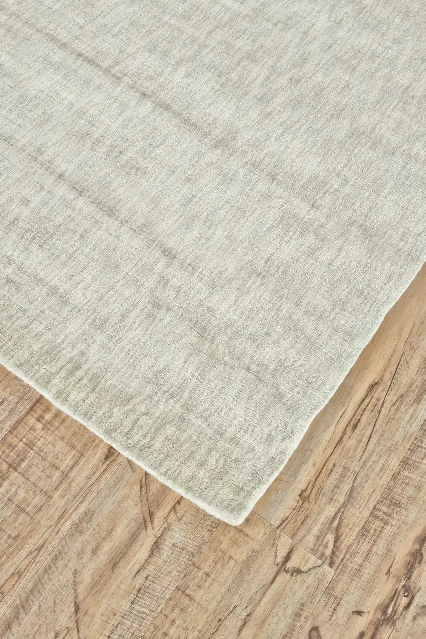 8' Ivory and Silver Chevron Hand Woven Runner Rug Photo 4
