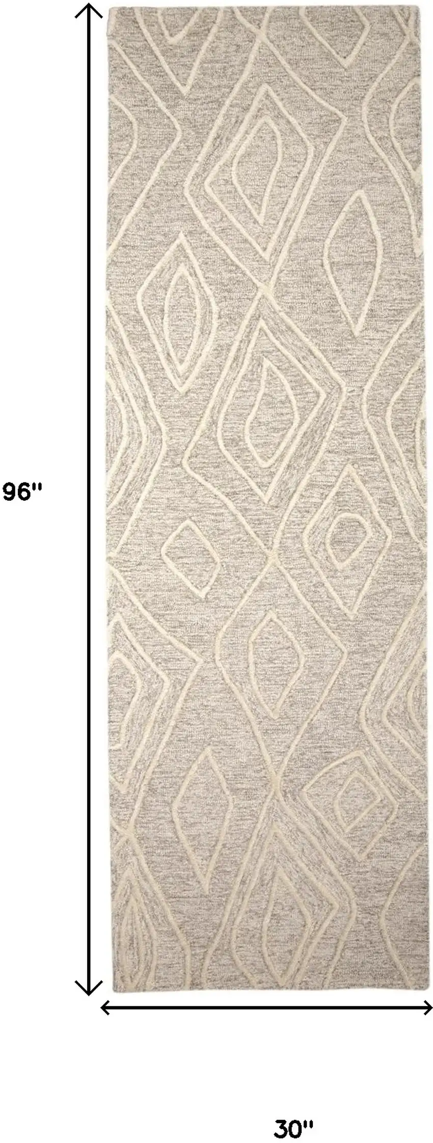 8' Ivory and Tan Geometric Hand Tufted Runner Rug Photo 3