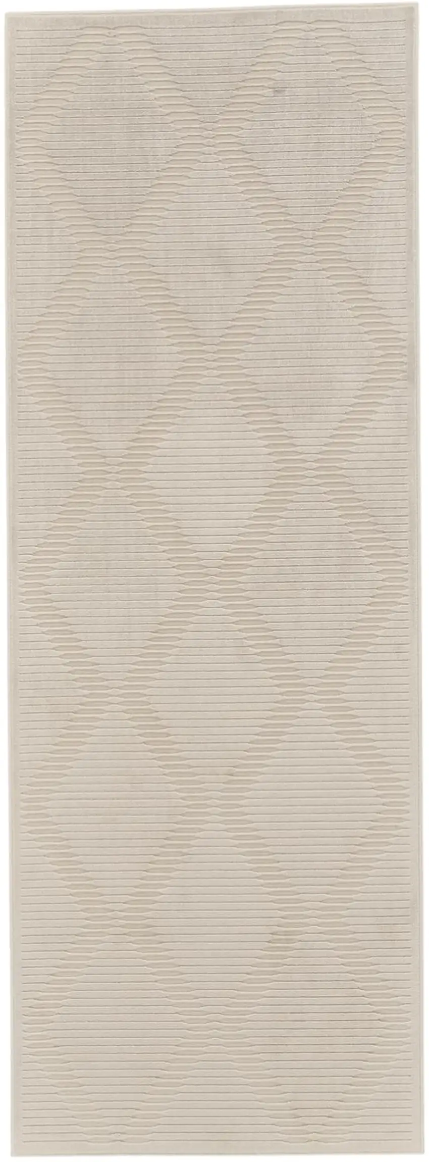 8' Ivory and Tan Geometric Power Loom Runner Rug Photo 2