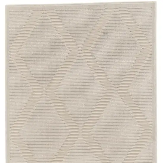 8' Ivory and Tan Geometric Power Loom Runner Rug Photo 5