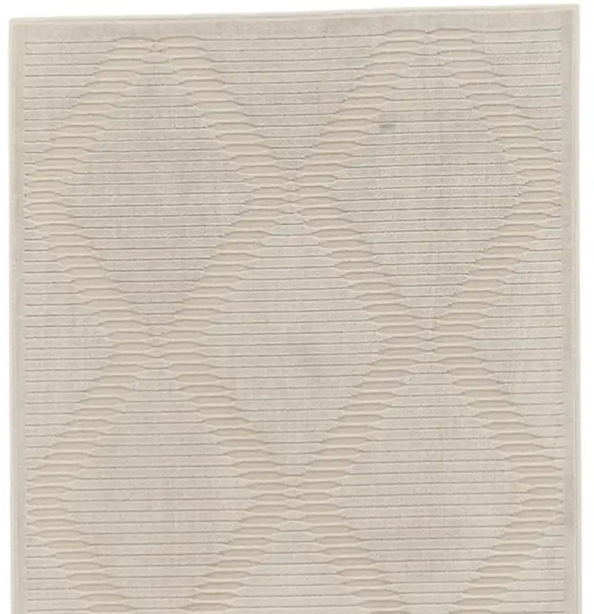 8' Ivory and Tan Geometric Power Loom Runner Rug Photo 5