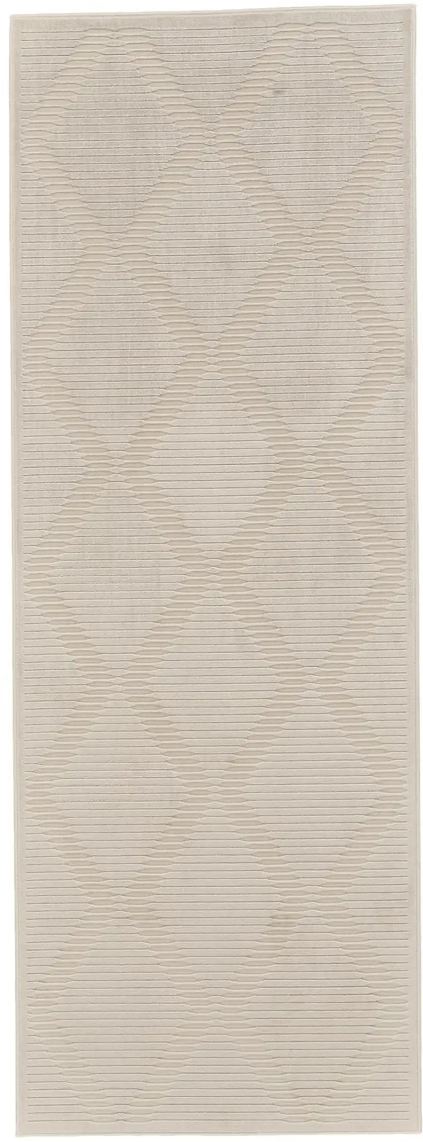 8' Ivory and Tan Geometric Power Loom Runner Rug Photo 2