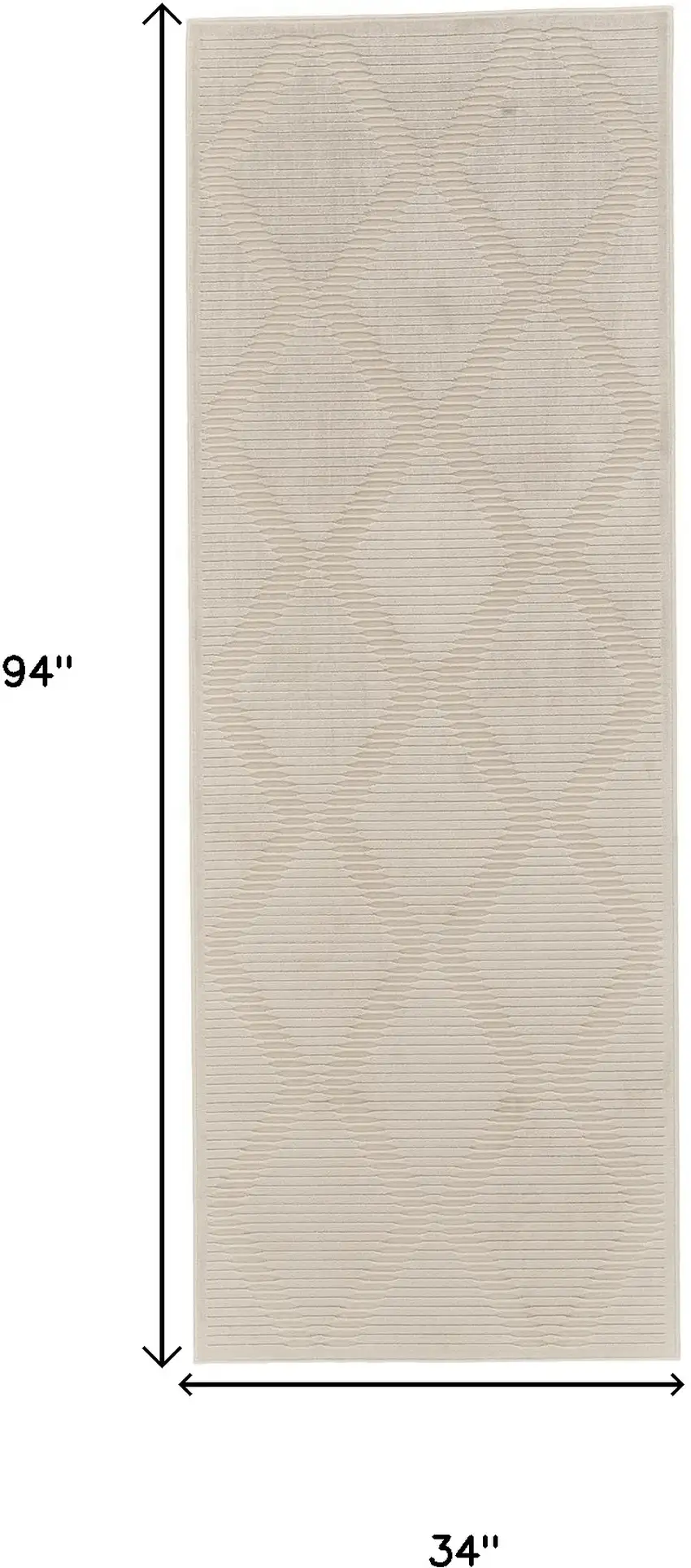 8' Ivory and Tan Geometric Power Loom Runner Rug Photo 3