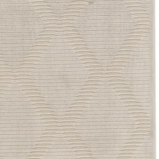 8' Ivory and Tan Geometric Power Loom Runner Rug Photo 3