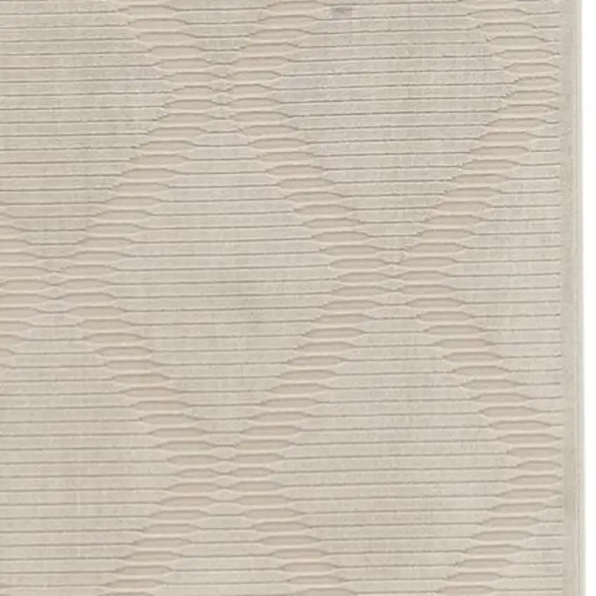 8' Ivory and Tan Geometric Power Loom Runner Rug Photo 3